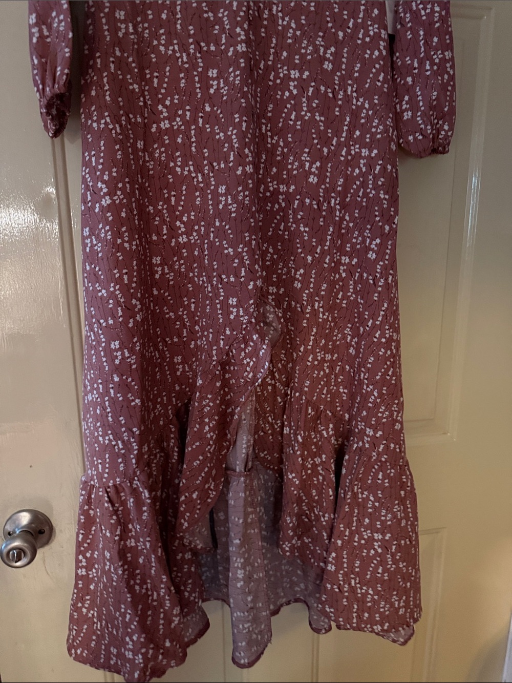 Episode LA Rust/Brown Floral Long Sleeve Ruffled Midi Dress - High/low - Picture 6 of 13
